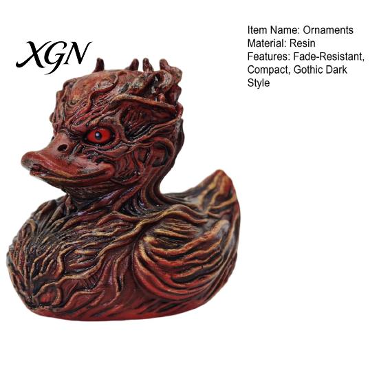 Small Resin Car Accessory Halloween Horror Duck Figurine, Devil Animal Statue, Spooky Bathroom Ornament Gothic Desktop Decor for Shelf Desk