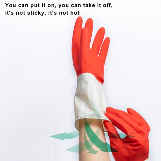 1 Pair Dishwashing Gloves Non-Slip Breathable Household Waterproof Puncture-resistant Oil-proof Design Cleaning Gloves