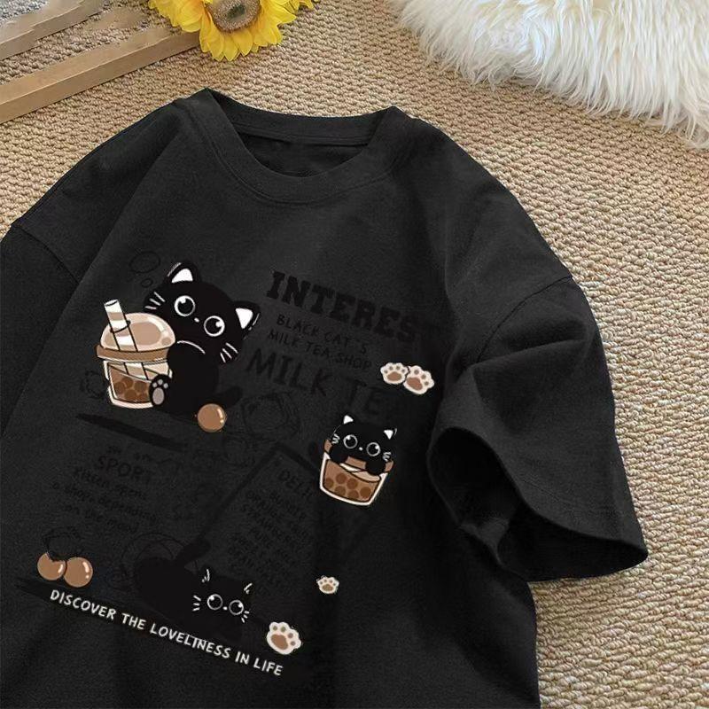 ZX American Chic Fun Cartoon Personality Printed Shortsleeved Tshirt Loose and Casual Shortsleeved Top for Men and Women in