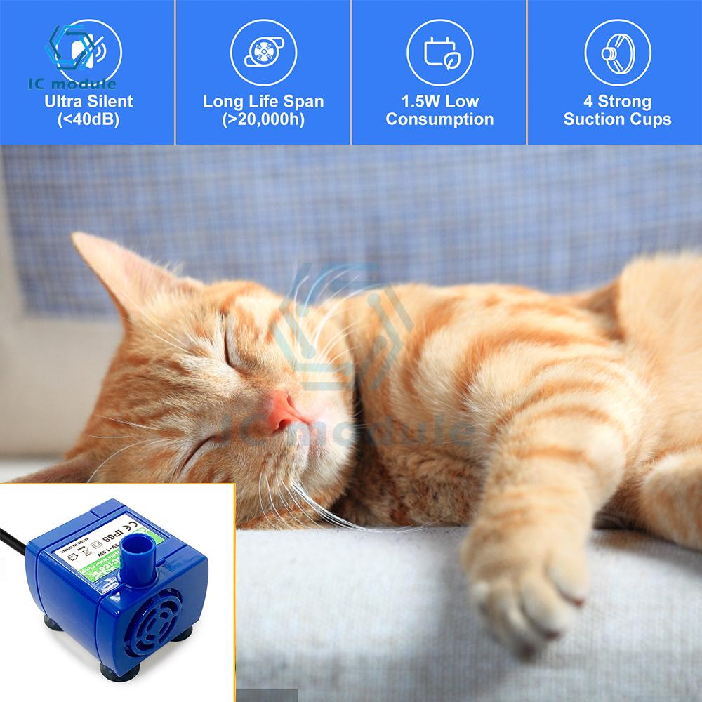 DC 5V USB Water Pump Pet Water Dispenser Pump 1.5W For Cats Water Bowl Dog Water Dispenser Pet Accessories LED Light