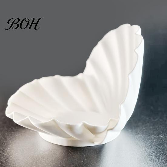 Ring Holder Dish White Shell Jewelry Dish, 3D Printed Holder, Decorative Key Tray for Rings Earrings Necklaces Large Capacity
