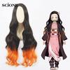 Anime Cosplay Wig Synthetic Hair Demon Slayer Kamado Nezuko Cosplay Wig  Long Curly Costume Wigs