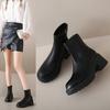 Зимние женские сапоги на толстой подошве с толстым каблуком, повседневные узкие тонкие сапоги, универсальные модные сапоги для женщин