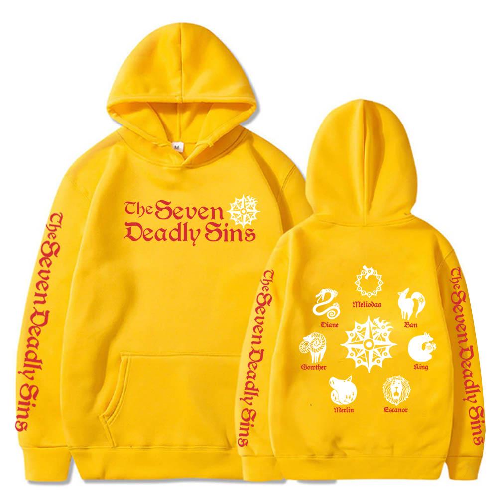 Толстовки с логотипом «Семь смертных грехов» в стиле аниме «Мелиодас Элизабет Диана Бан», King Gowther, Merlin Escanor, Harajuku, унисекс, толстовка
