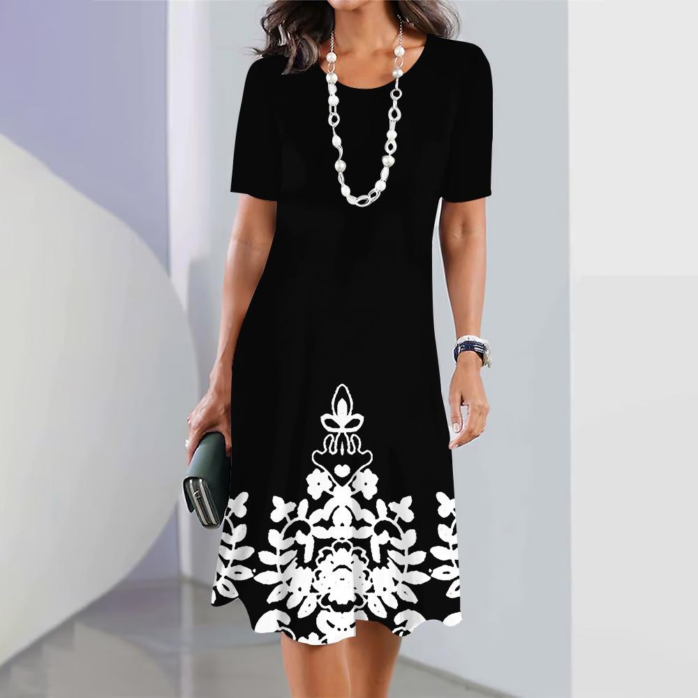 Женские платья 3D Градиент Геометрический принт Короткий рукав Одежда Мода Свободная юбка Летнее Дамское Платье оверсайз для отпуска