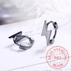 Punk Lightning Earrings 100 %925 Sterling Silver Hanging Lightning Hoop Earrings For Women Personality Party Jewelry Gift