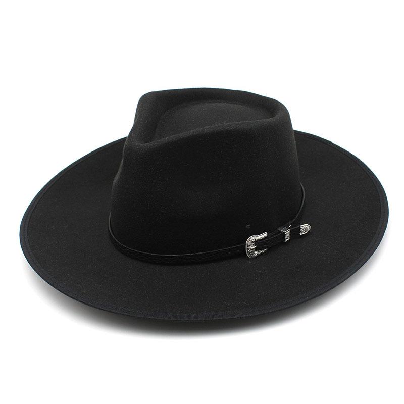 Jazz Top Men'S And Women'S Hemmed Cowboy Hat, Woolen Warm Jazz Hat