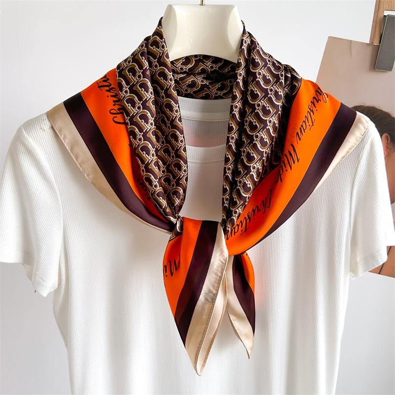 Peony Flower Small Silk Scarf Satin Versatile Scarf Thin Sunscreen Headscarf 70Cm Simulated Silk Square Scarf