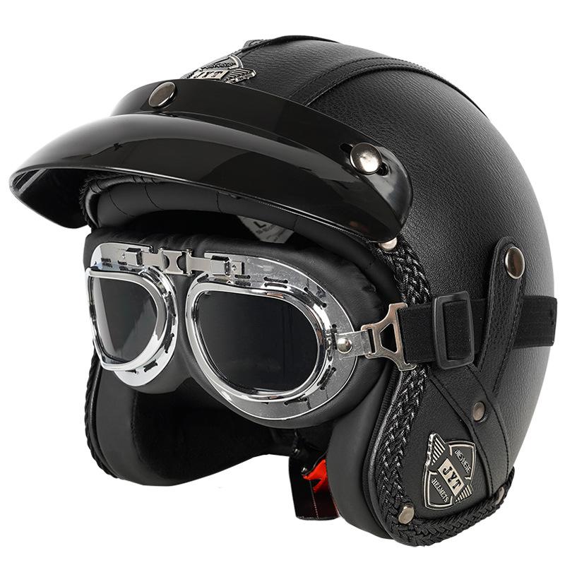 3C Certified Retro Harley Prince Cruising Motorcycle Helmet Leather Helmet For Men And Women All Season Motorcycle Electric Vehicle 3/4/5