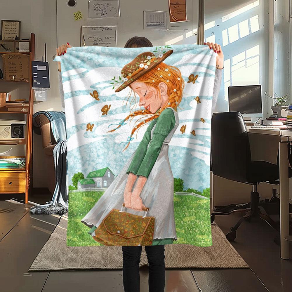 Anne Printed Flannel Blanket, soft throw for bedroom sofa, washable, Christmas present, great gift.