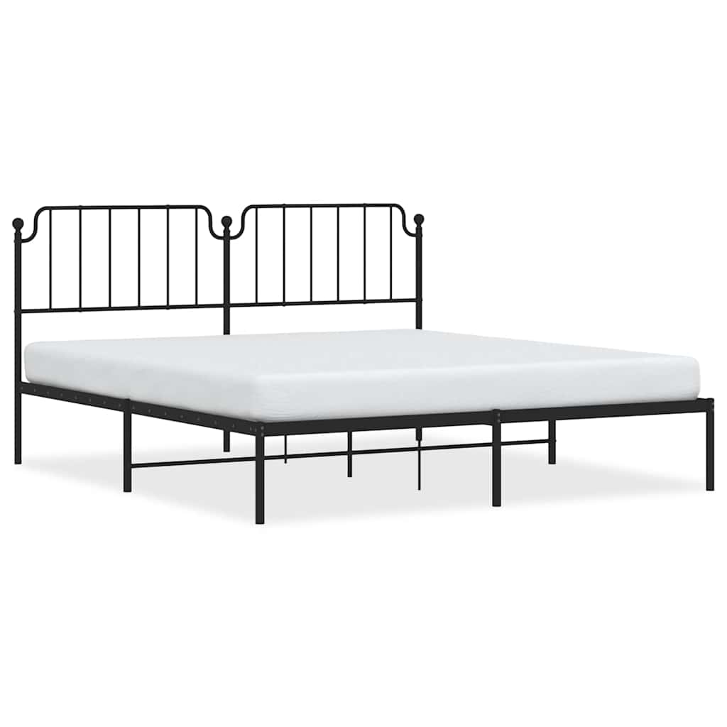 Metal Bed Frame with Headboard Black 183 x 213 cm