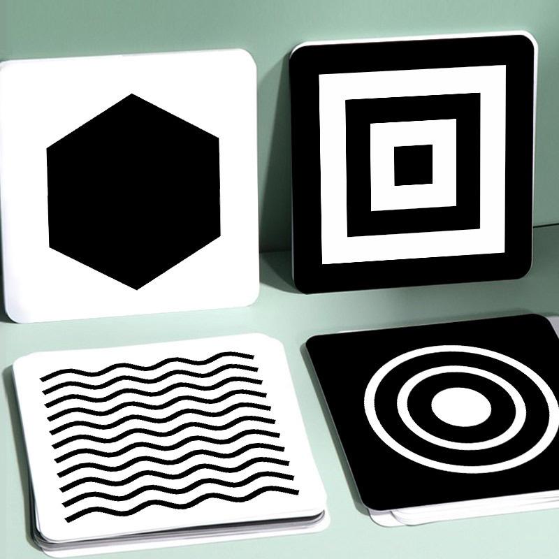 Карточки для стимуляции зрения младенца, Высококонтрастные карточки для младенцев, Черно-белые цветные карточки для младенцев, Игрушки для новорожденных