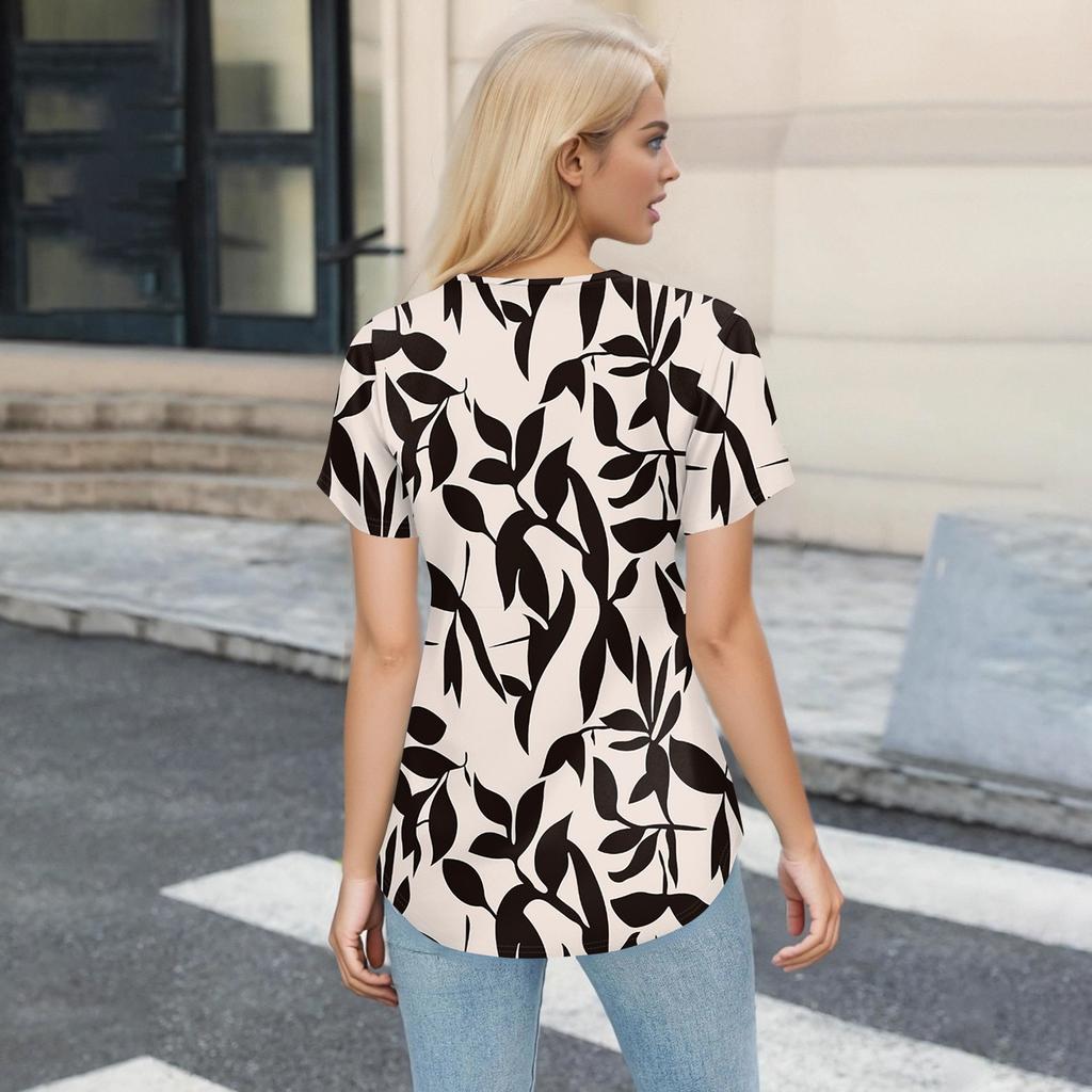 Рабочая форма больших размеров с принтом, топы для женщин, забавные футболки с v-образным вырезом и короткими рукавами, рабочая одежда, футболка с карманами