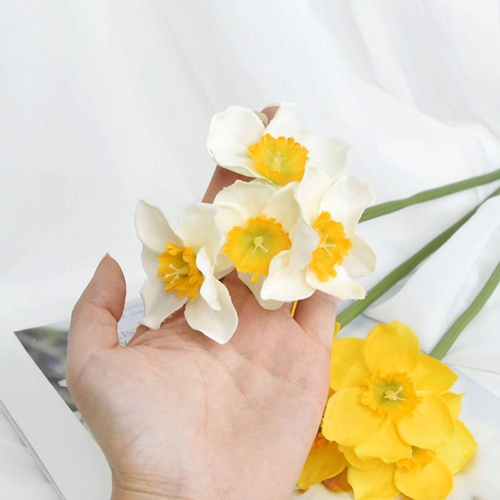 6PCS/Bundle Home Artificial Narcissus Flower New Decor Fake Flower Artificial Daffodils Bouquet
