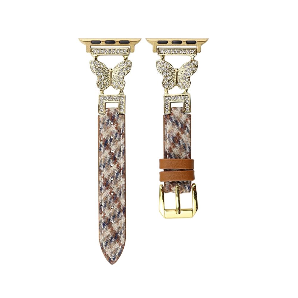 Кожаный ремешок с бабочкой для Apple Watch Series 9, 8, 7, 6, 5, 4, 3, 2 Se, ремешок для часов IWatch Ultra, браслет 41 мм, 45 мм, 40, 44 мм, 38, 42 мм