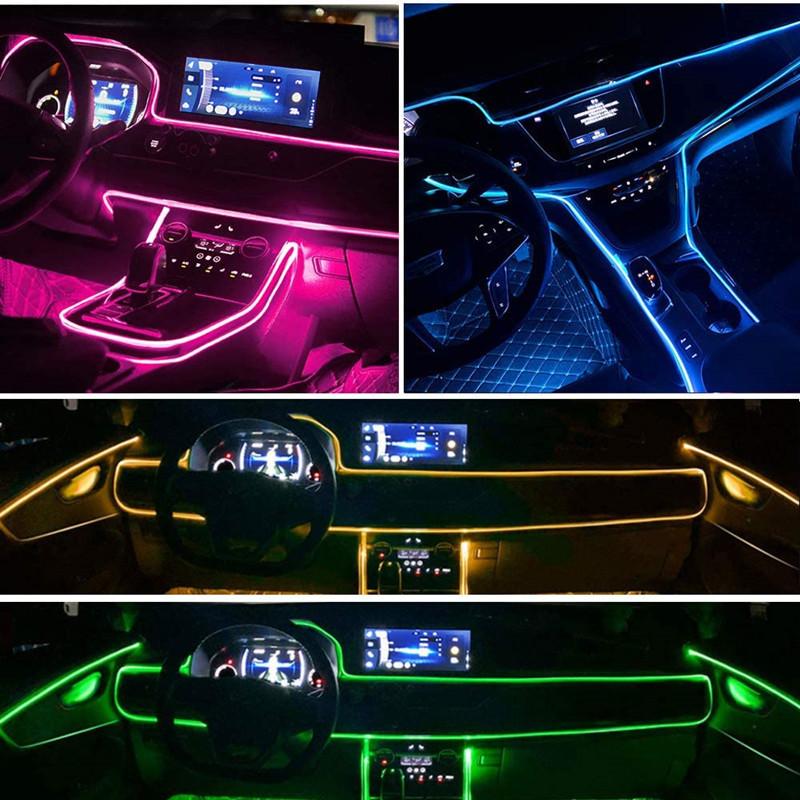Car Interior Neon RGB Led Ambient Light Fiber Optic Kit With APP Sound Control Multiple Modes Auto Atmosphere Decorative Lamp
