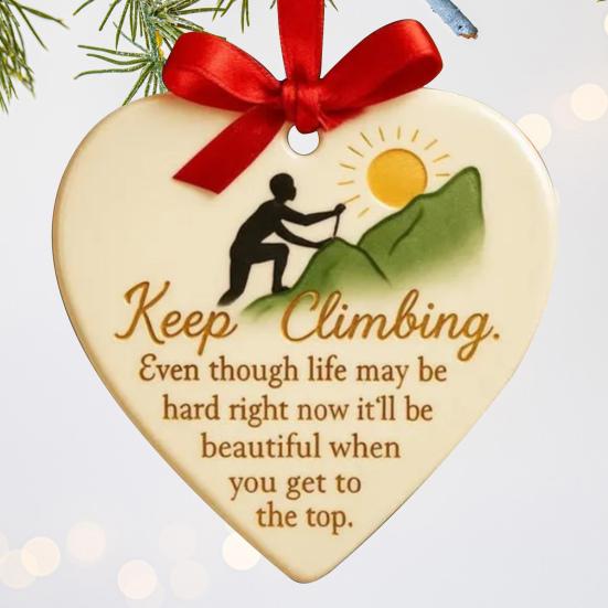 Keep Climbing Heart Ornament Inspirational Heart-Shaped Rock Climb Hanging Ornament for