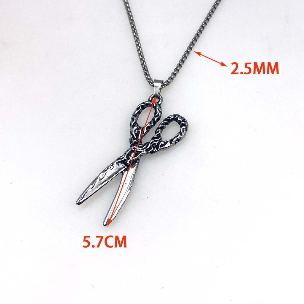 Персонализированное креативное ожерелье из нержавеющей стали в стиле уличного панка с ретро-узором в виде ножниц, цепочка для свитера