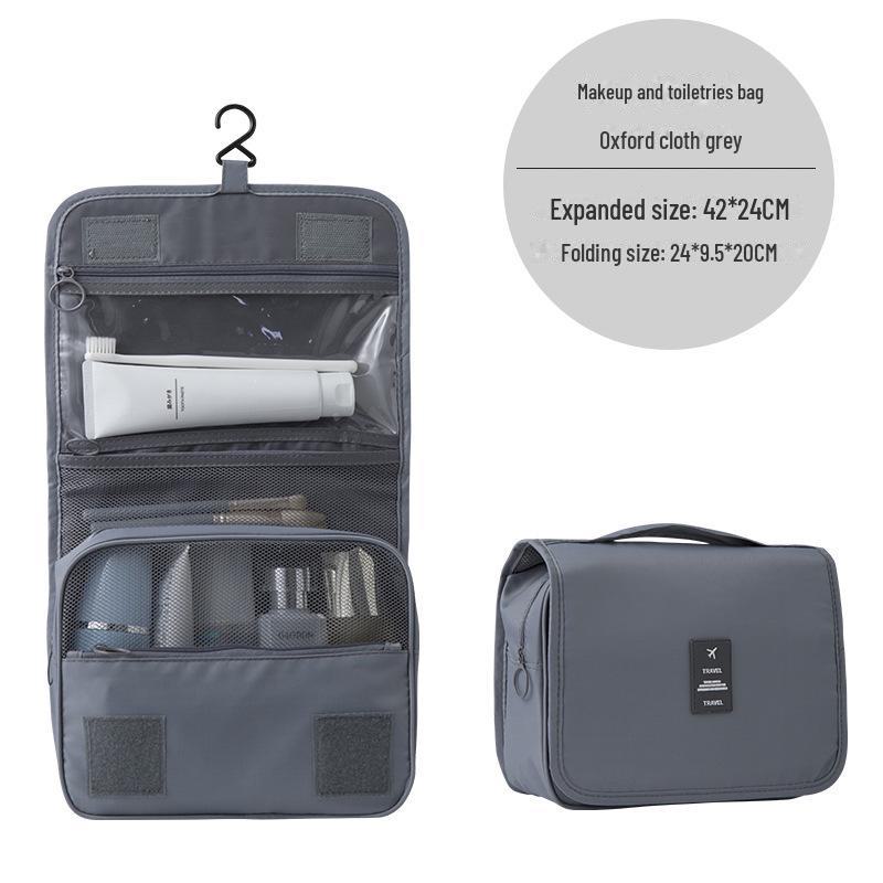 Portable Waterproof Twill Toiletry Bag with Hook and Large Capacity