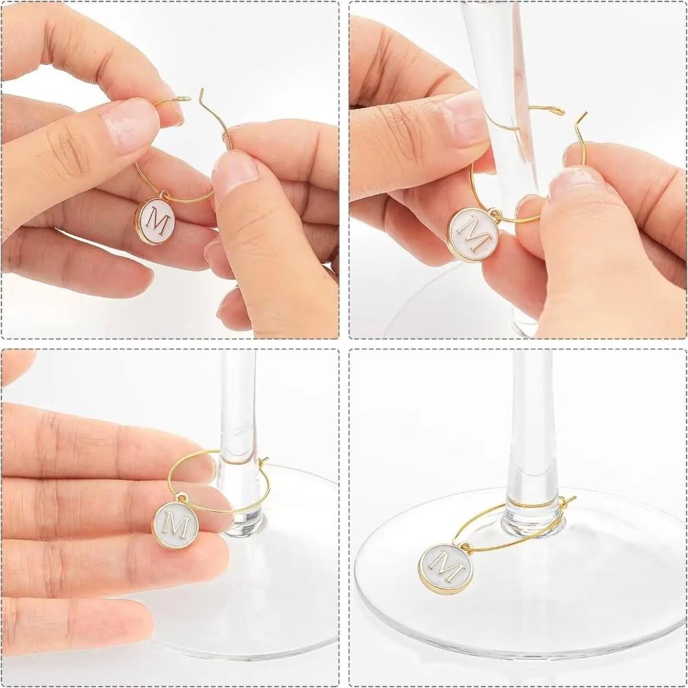 26 шт. Металлические маркеры для бокалов Подвески с буквами Обручи для бокалов Декор для свадебной вечеринки