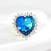 Female Fashion Blue Crystal Cute Love Heart Brooches For Women Luxury Gold Color Alloy Zircon Brooch Safety Pins