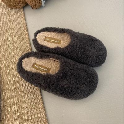 2025 новые плюшевые туфли с круглым носком на толстой подошве, с сумкой на голове, для ленивой носки, женские туфли Boken