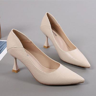 Cresfimix женские туфли женские милые бежевые с острым носком весенние слипоны на шпильке туфли женские классические черные рабочие лодочки ba366