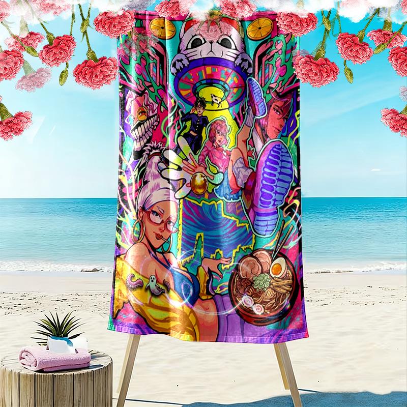 DAN DA DAN Print Beach Towel, Large Soft Quick Dry Towel for Beach Camping Swimming