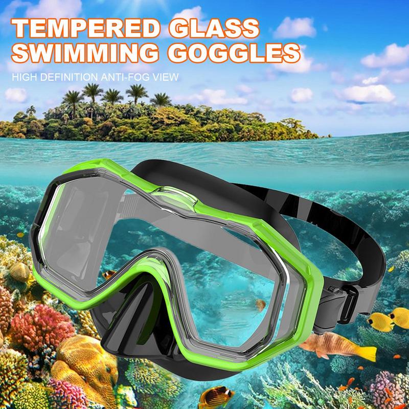Swimming Goggles With Nose Cover Clear Anti-Fog Tempered Glass Diving Goggles Snorkeling Gear Pool Goggles Waterproof Kids Adult