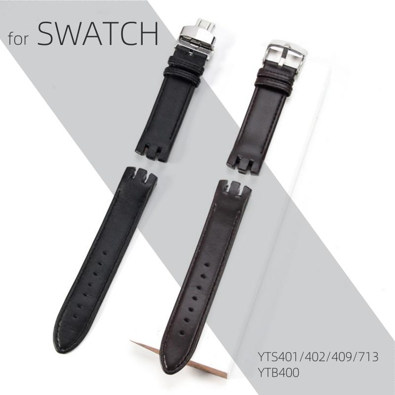 Натуральная кожа для Swatch YTS401/402/409/713 YTB400 Ремешок для часов с штифтом/складной пряжкой Браслет Аксессуары для часов 20 мм