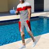 New Stylish Men's Beach Shorts Set 3D Spliced Print Trend Short Sleeve T-shirt+Shorts 2 Pcs Set Summer Oversized Tracksuit Suits