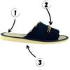 Navy blue women's slippers with a chain on the upper, comfortable home slippers 42