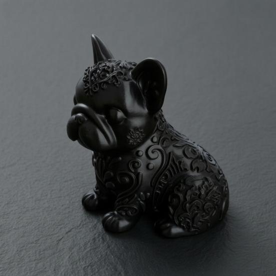3D-печатный орнамент французского бульдога, черная глянцевая скульптура собаки, минималистичная милая фигурка бульдога, настольное украшение для любителей собак, подарок
