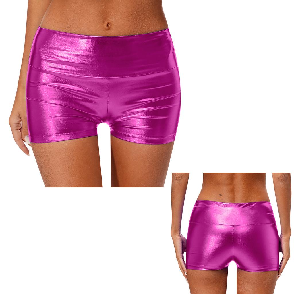 Женские блестящие металлические шорты для танцев с высокой талией, облегающие плавки с широким поясом, спортивная одежда для спортивных гимнастических клубов, карнавалов