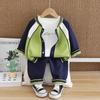 Toddler Boys' 2024 Spring/Autumn Three-Piece Set: Fashionable Baseball Jacket and Clothing