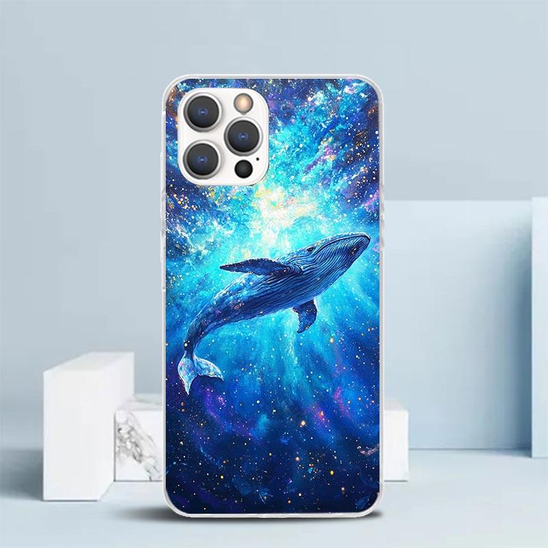 Горбатый кит Морской гигант Мягкий чехол для iPhone 16 17 Air 15 14 Pro Max 16E Чехол для телефона 13 Mini 12 11 7 SE 8 Рисунок Печать Подходит Cas