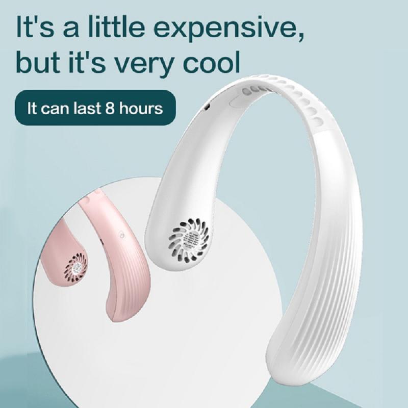 2024 Модернизированный портативный шейный вентилятор Hands Free Персональный мини-безлопастной вентилятор Перезаряжаемый через USB 3-скоростной вентилятор Воздушный охладитель Спорт на открытом воздухе