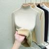 Half High Neck Pullover Knitted Sweater for Women Fashion Warm Plush Autumn Winter Thick Velvet Base Women Knitwears Tops Elegant Soft Sweaters 25207