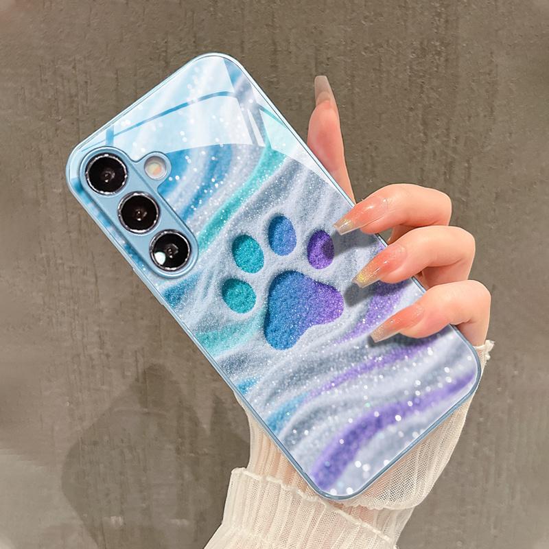 Милые и разноцветные отпечатки лап Изысканный чехол для телефона для Samsung Galaxy S26 S25 S24 S23 S22 FE Ultra Plus Мужчины женщины Встроенное стекло
