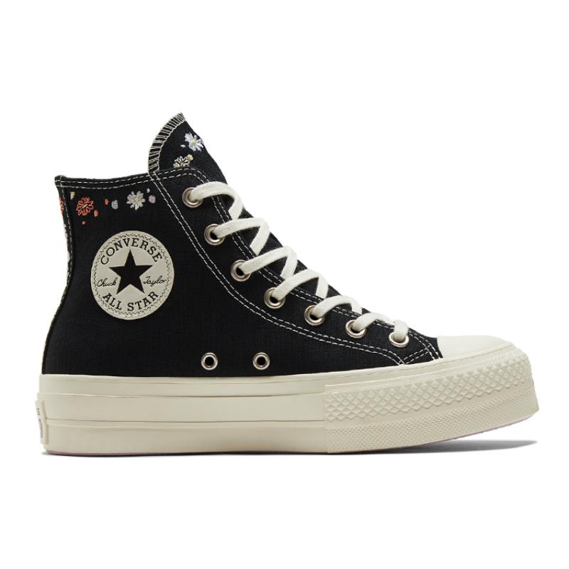 Converse Chuck Taylor All Star Lift Daisy Embroidered High Top Espadrilles Women's Black