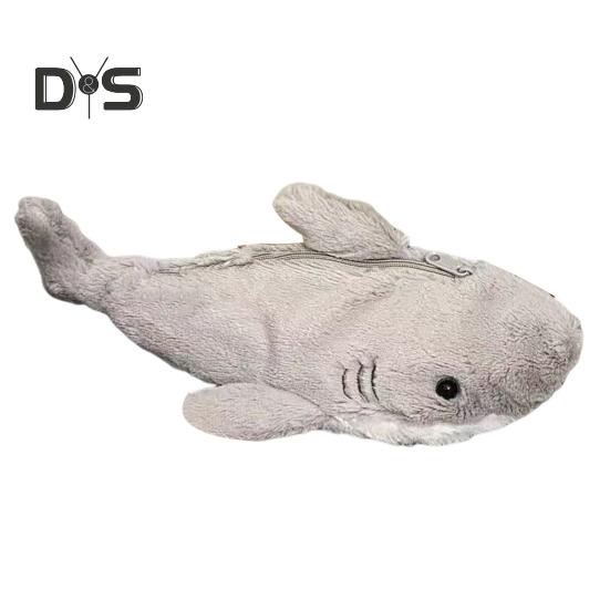 Пенал в форме акулы с застежкой-молнией, вместительная сумка для хранения канцелярских принадлежностей, утолщенный бархатный органайзер для принадлежностей для письма