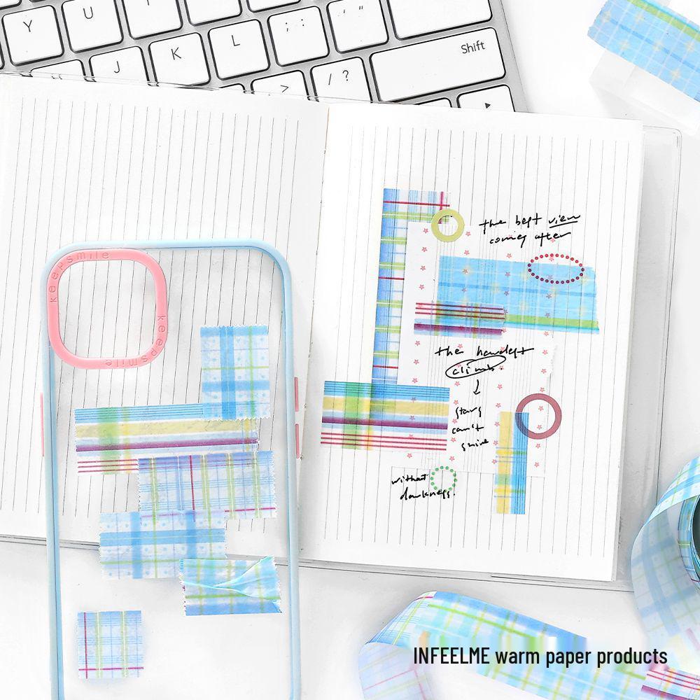 Infeel.Me Dream Weaving Washi Tape Set: 20mm Retro Grid, 6 Designs for Scrapbooking