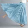 Cotton Linen Maxi Skirt Womens Casual Elastic High Waist Pleated A Line Beach Skirts Boho Saia Feminina Faldas Jupe