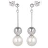 [Q4593] - Silver 'Perla' Ivory Silver Earrings (rhodium-plated) - 40x10 Mm
