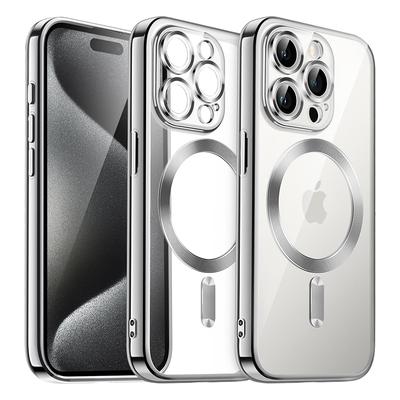 Магнитный чехол с гальваническим покрытием для iPhone 16 15 14 Plus 13 12 11 Pro Max Защитное стекло для объектива камеры для беспроводной зарядки Magsafe Чехол