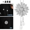 Suijue Pearl Sweater Chain Two Wear Crystal Flower Long Necklace Titanium Steel National Style Two Wear Function