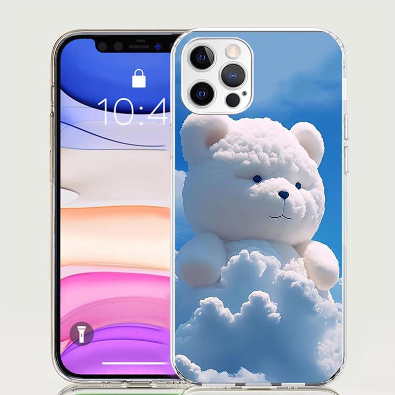 Sunny Clouds Teddy Bear Phone Case for Apple iPhone 17 Air 16 15 Plus 14 + 13 Mini 12 11 Pro Max 7 8 SE 16Max Soft Shell Cover C
