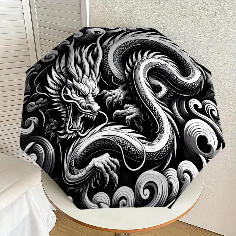1pc Chinese Dragon Yin Yang Umbrella with Plastic Handle,Suitable for All Seasons Home Travel Outdoor UmbrellaDD1040