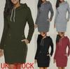 Hooded Zipper Pullover Mid-Length Sweater Dress - New Style