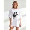 Oversized T Shirt Black Star Print Casual Wear For Women Summer Outfit Streetwear Fashion Top